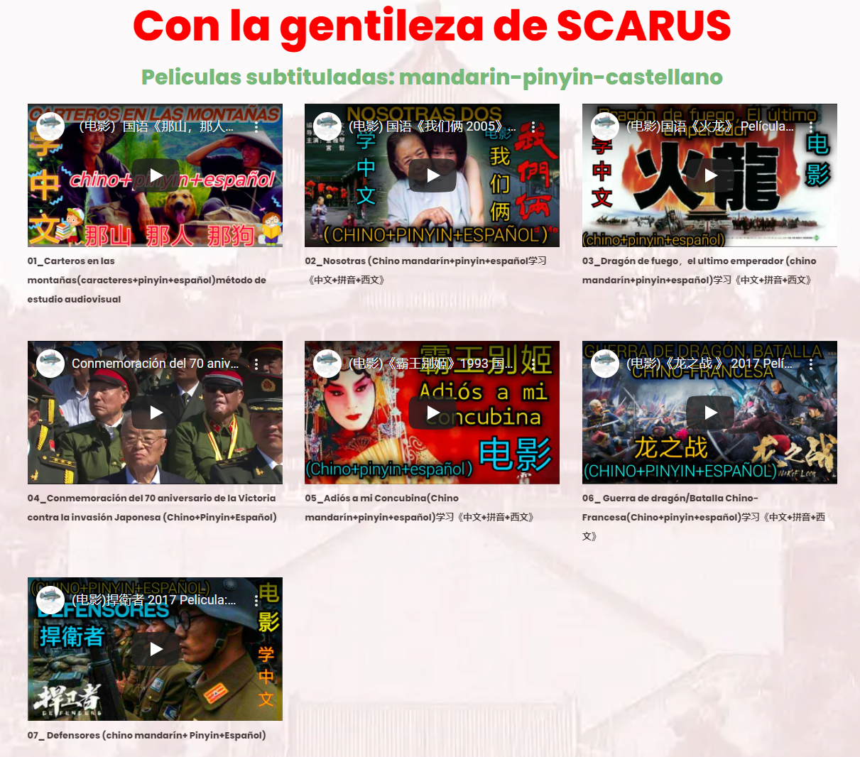 Peliculas mandarin-pinyin-español